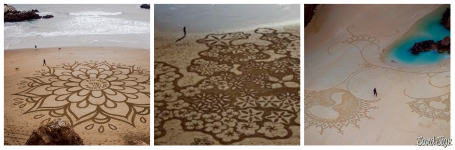Sand landscape drawings by Andres Amador